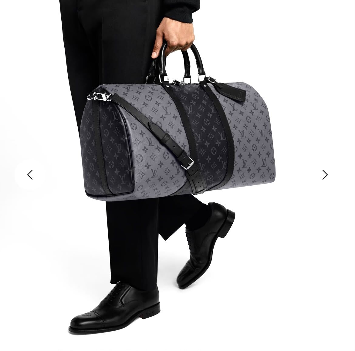 99%NEW二手LV KEEPALL 50 M45392 黑武士Monogram 帆布牛皮 黑灰色旅行袋 @晶片款 #香榭站正品