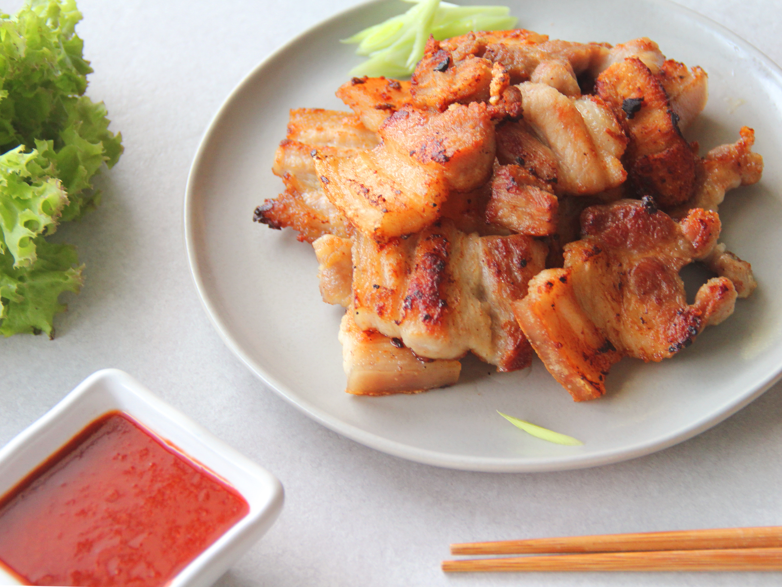 帶皮五花肉條煎烤料理