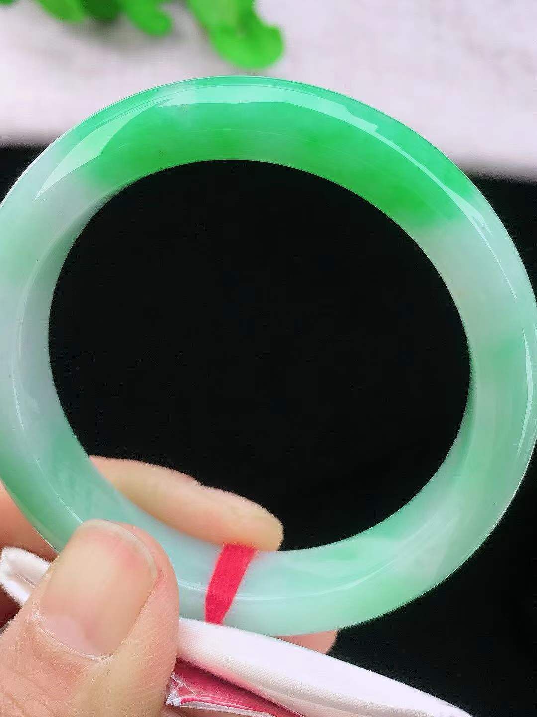 冰飄綠正圈翡翠手鐲,天然翡翠A玉, 緬甸玉, Jade, Jadeite