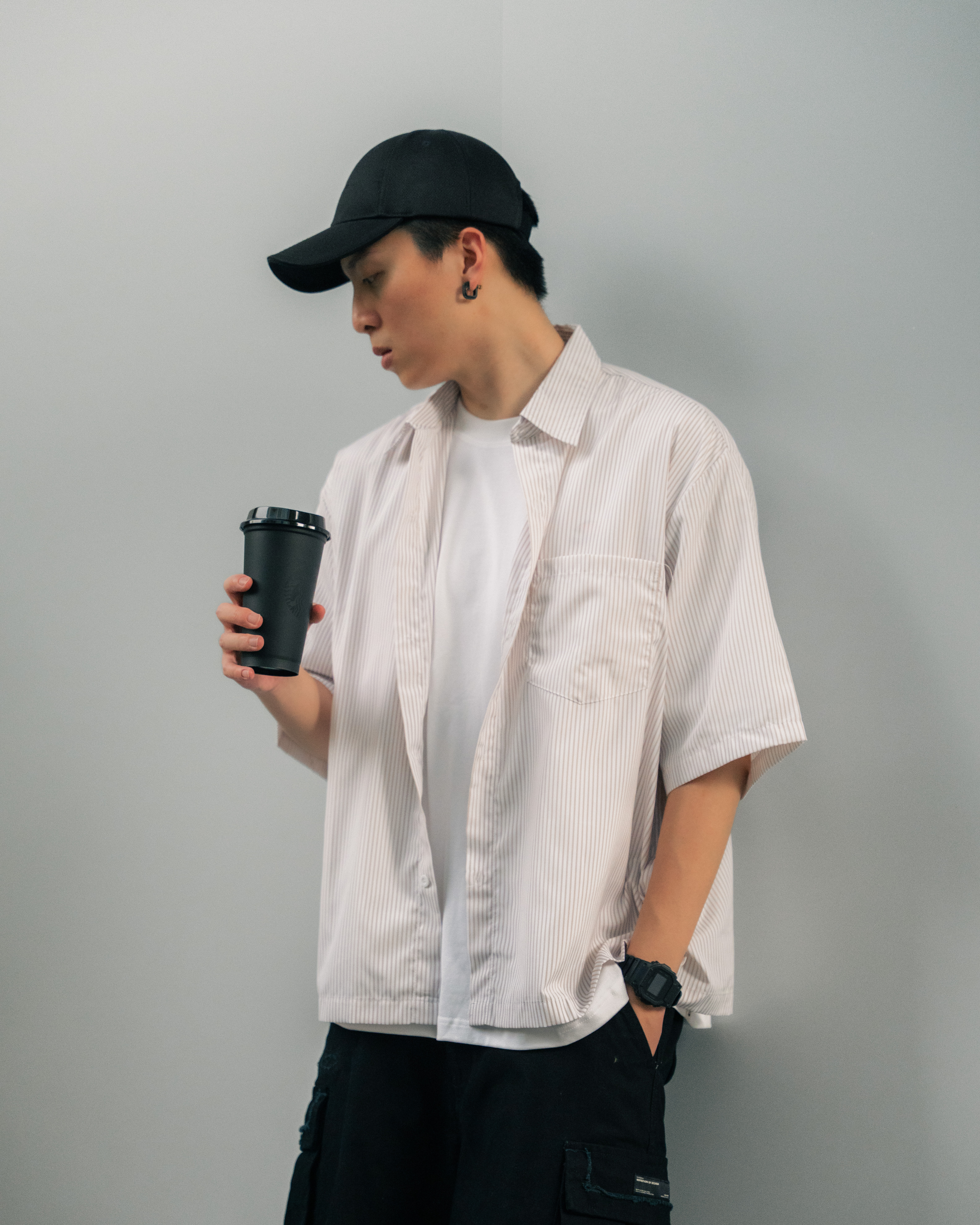 #預購 Tailor collection 美式寬鬆條紋 休閒Boxy短寬版型 短袖襯衫 三色
