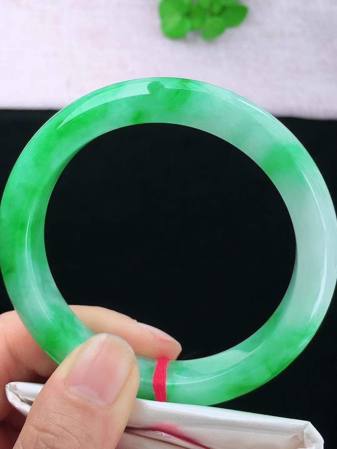 7165841 61mm冰飄綠翡翠手鐲 (60-62)