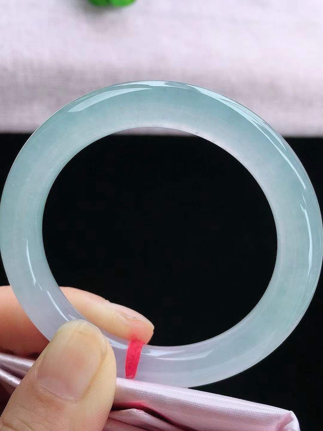7165842 51.6mm冰白圓條翡翠手鐲 (50-52)