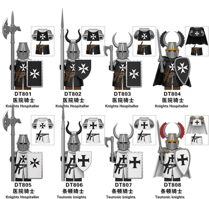 Crusader Teutonic Hospitaller Knight Custom Minifigures Set Fit Lego DT8901
