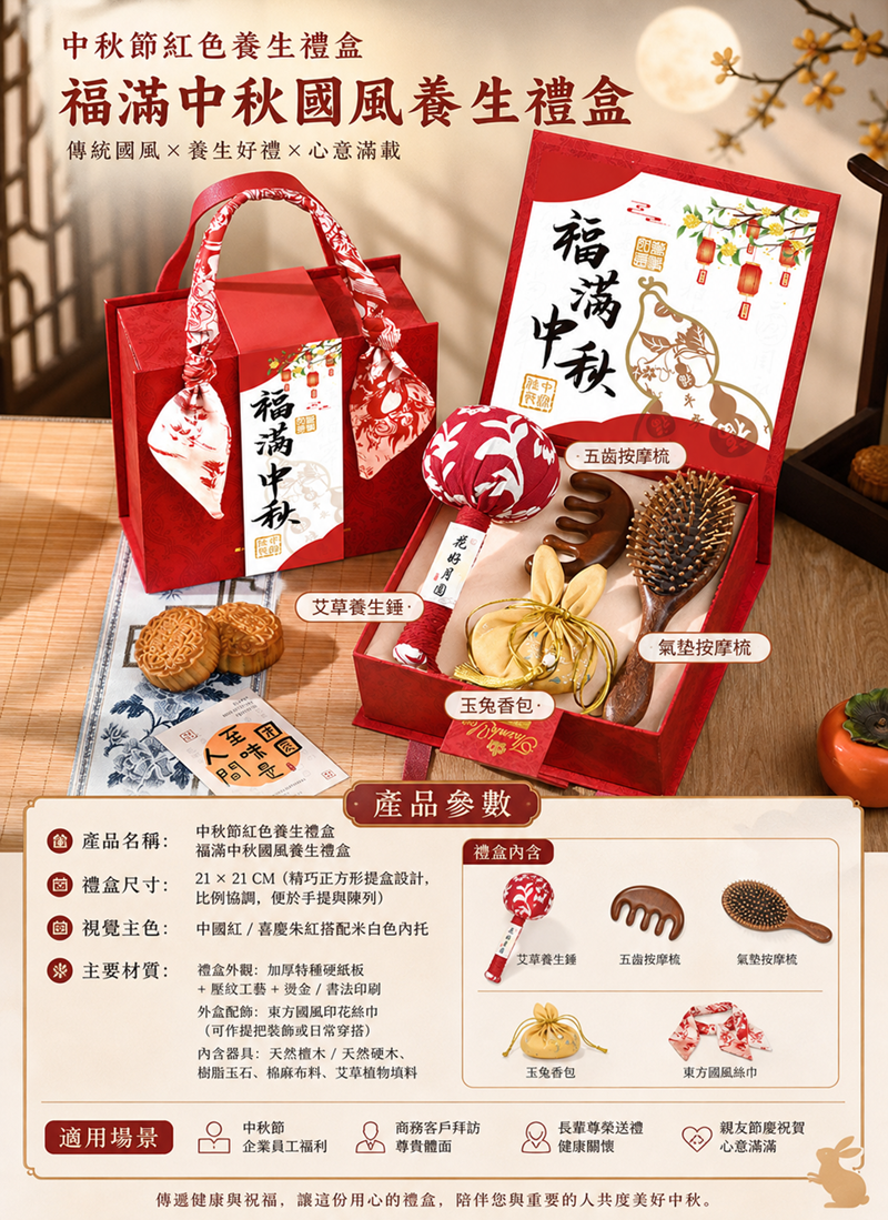 訂製中秋節紅色養生禮盒 升級送全彩封條 ST2611