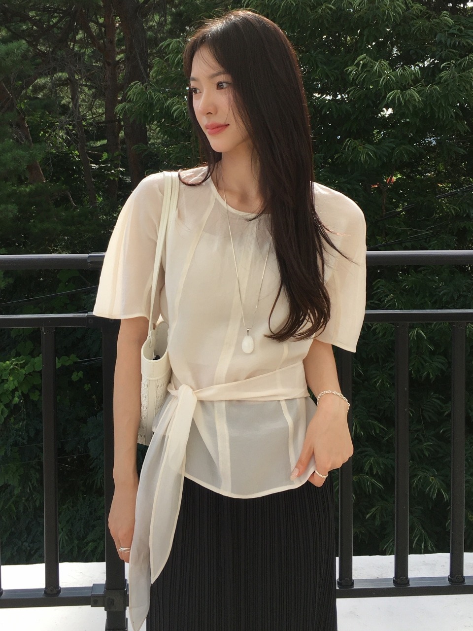 VITALSIGN Sheer Tie Blouse