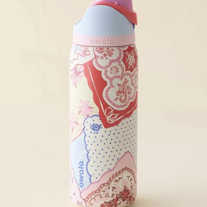 OWALA FREESIP 手帕印花 圖騰 粉 不鏽鋼 吸管杯 水壺 32OZ 945ML