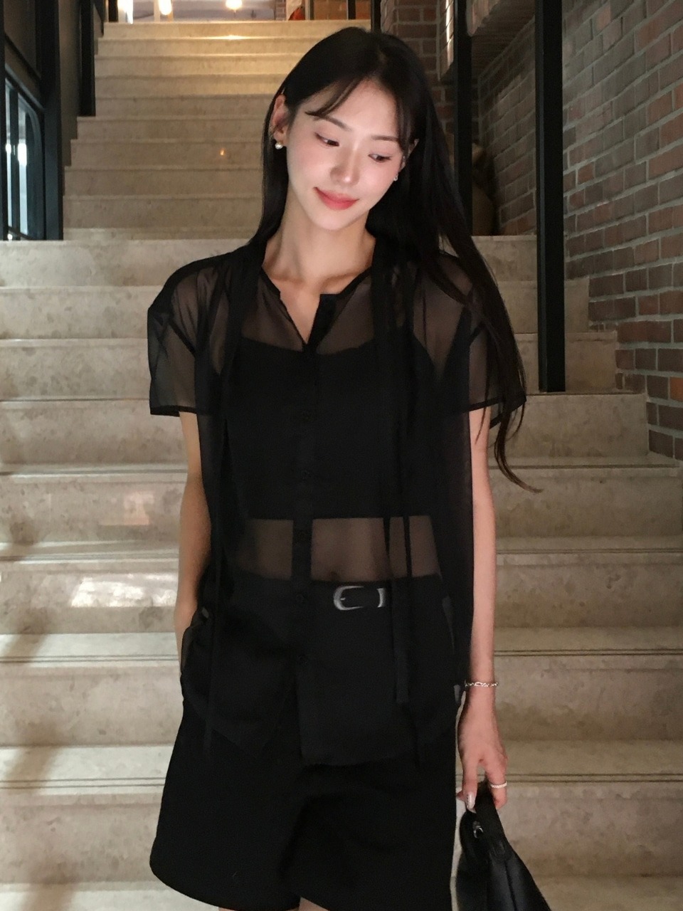 VITALSIGN Double Tie Chiffon Blouse