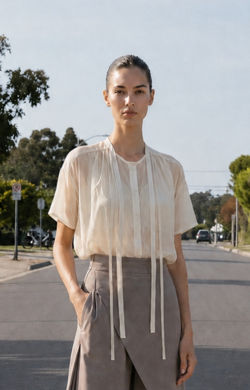 VITALSIGN Double Tie Chiffon Blouse