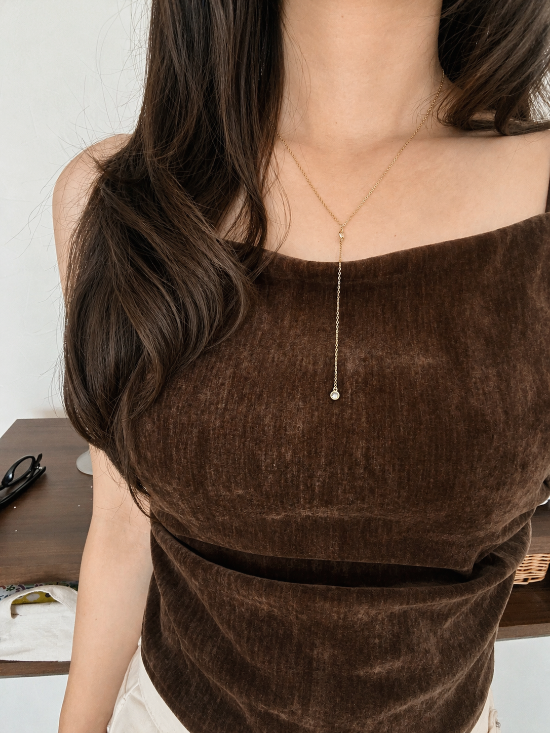 S925 hanging stone necklace