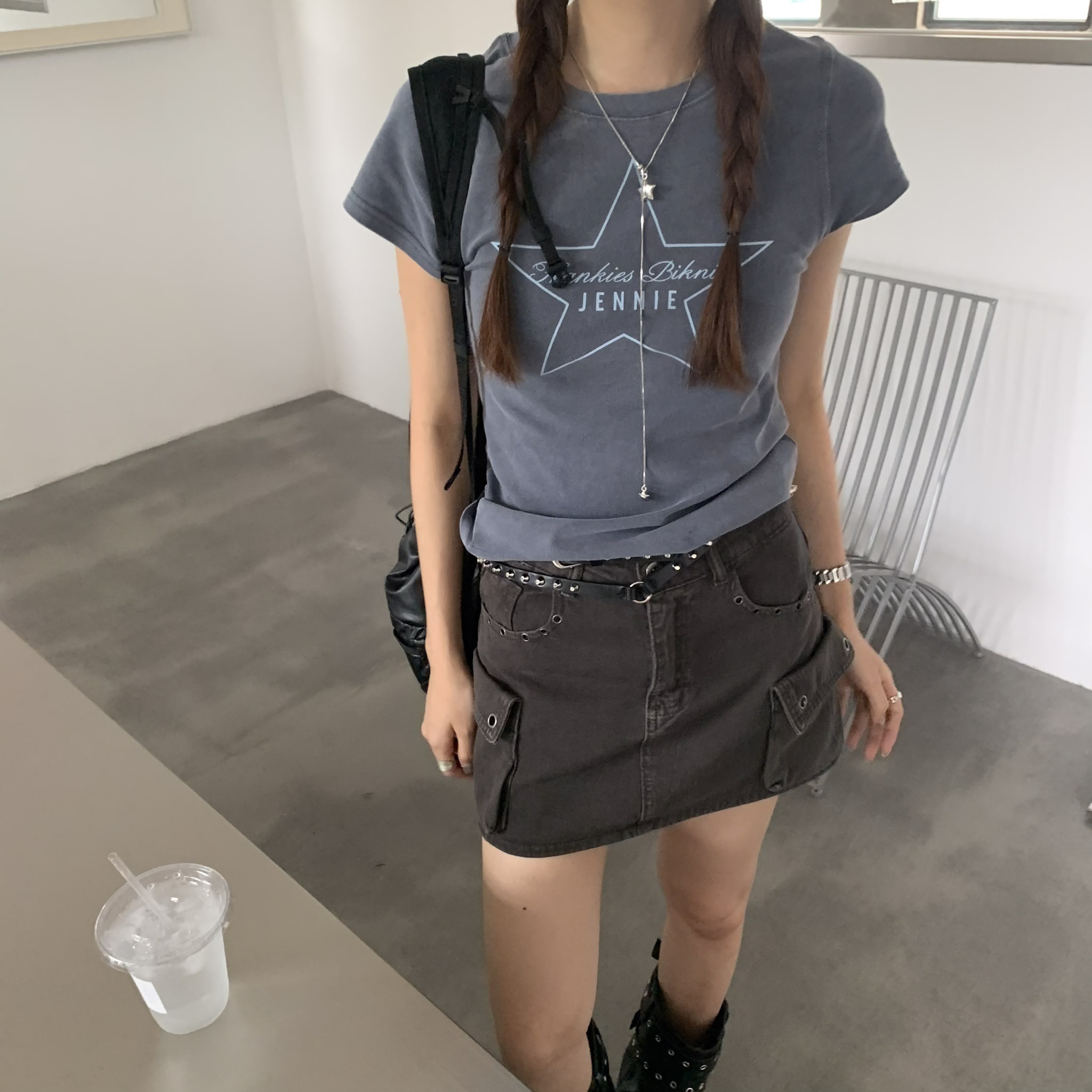 ISA_Like Jennie 水洗特調星星修身正肩上衣_66018