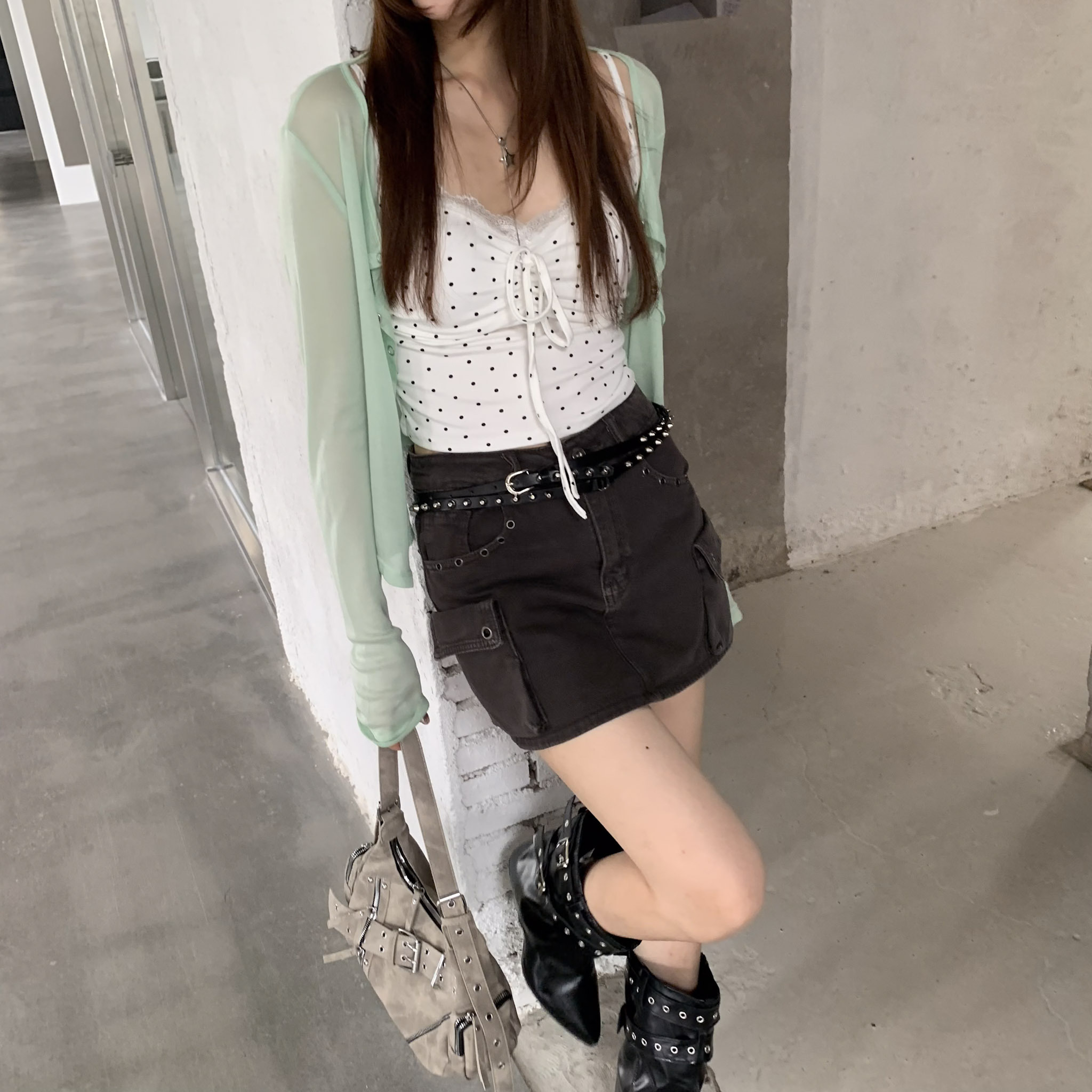 ISA_甜心雙Q 綁帶波點蕾絲背心(含胸墊)_66048