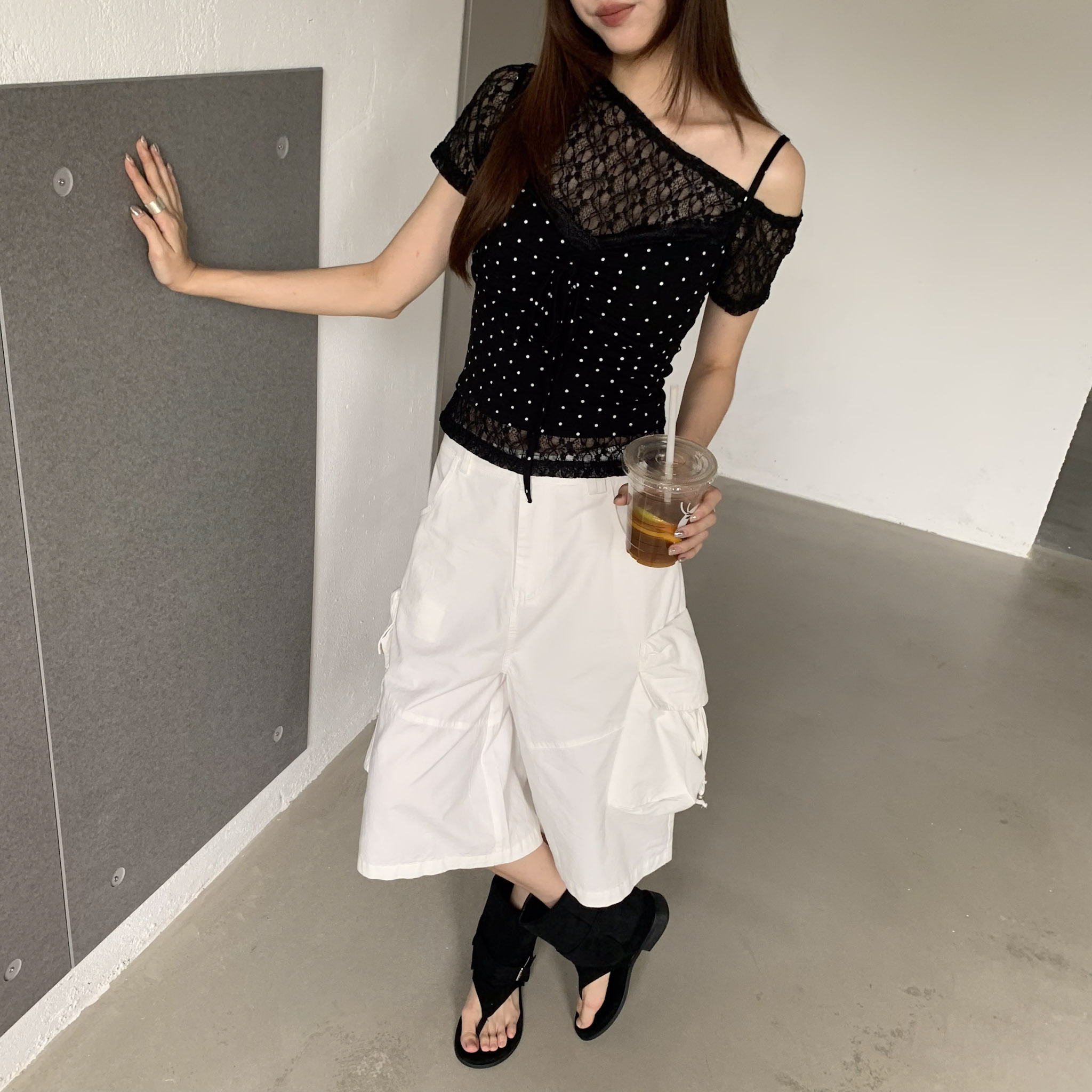 ISA_甜心雙Q 綁帶波點蕾絲背心(含胸墊)_66048
