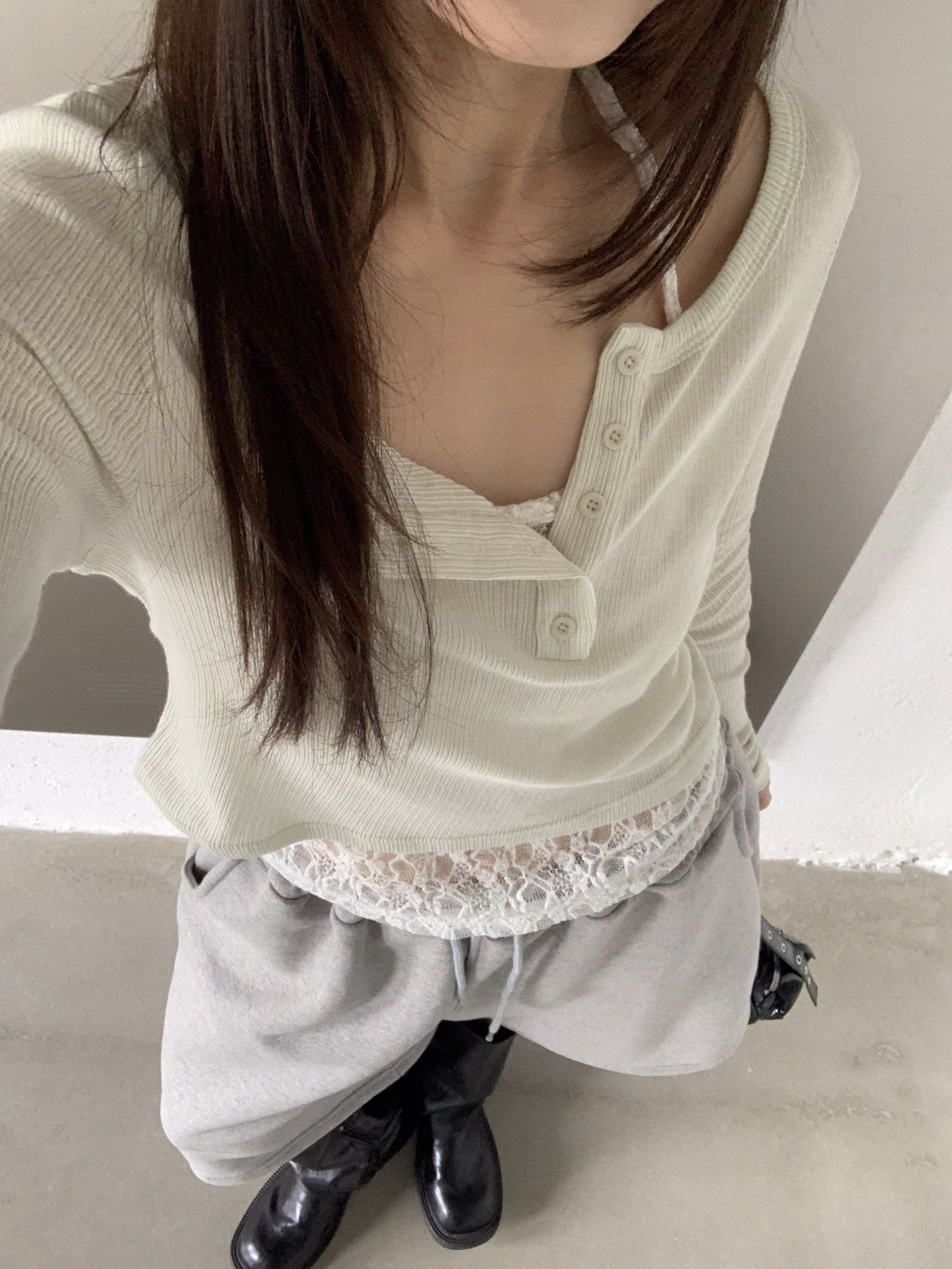 ISA_青檸夏天 透肌感!坑條亨利領上衣_66047