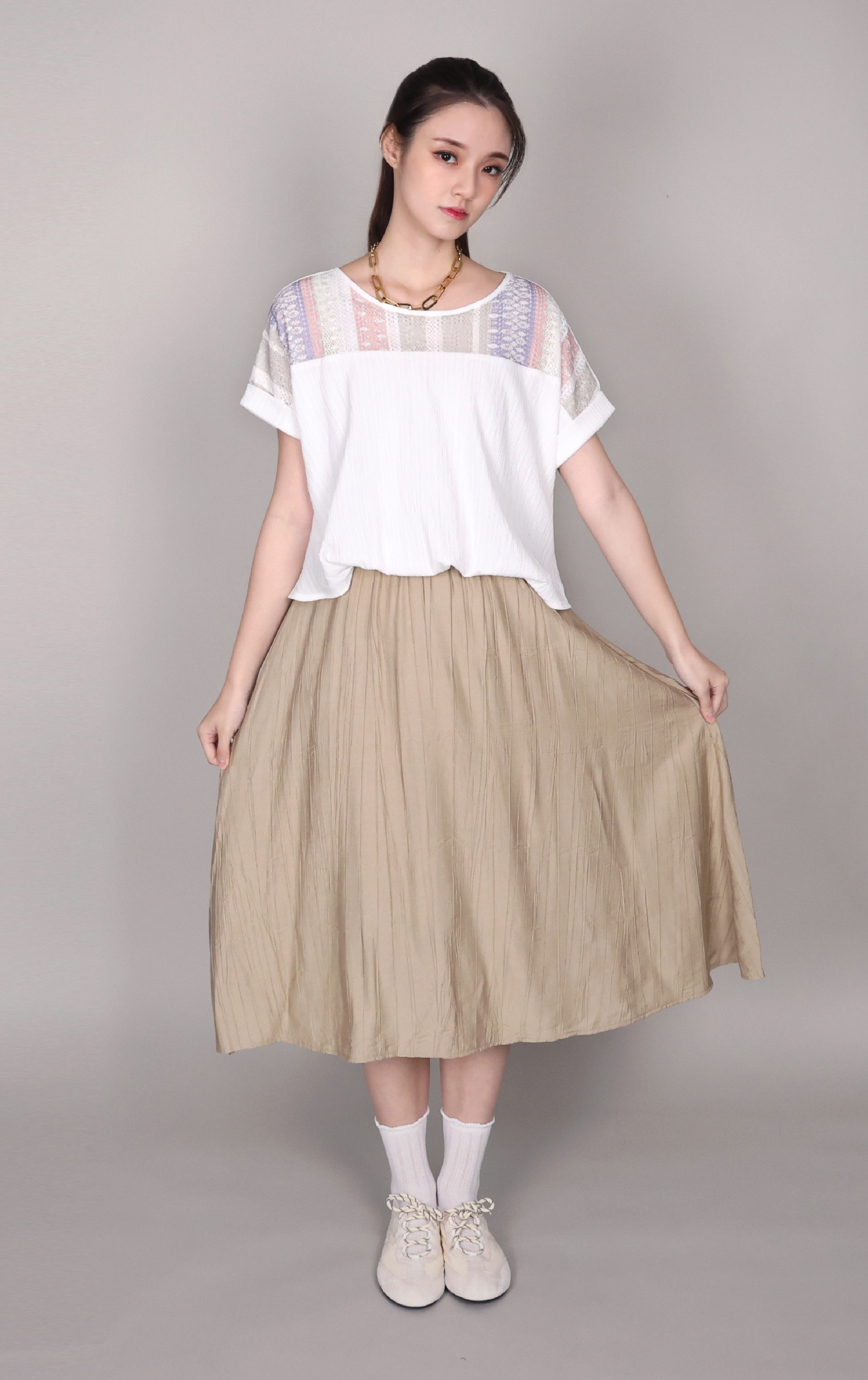 Crinkle Draped Accordion-Pleat Dress OP0325