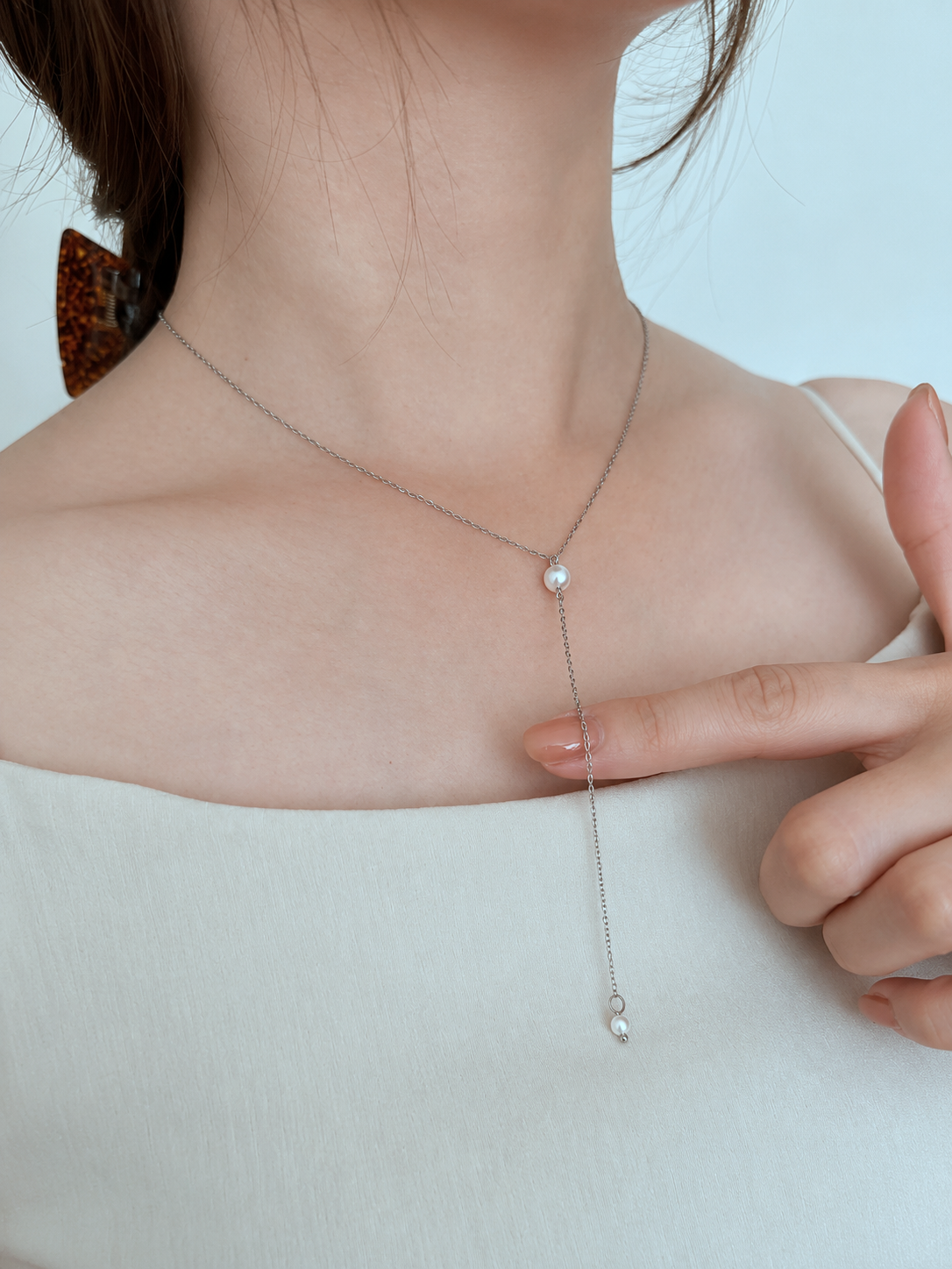 SS pearl drop necklace