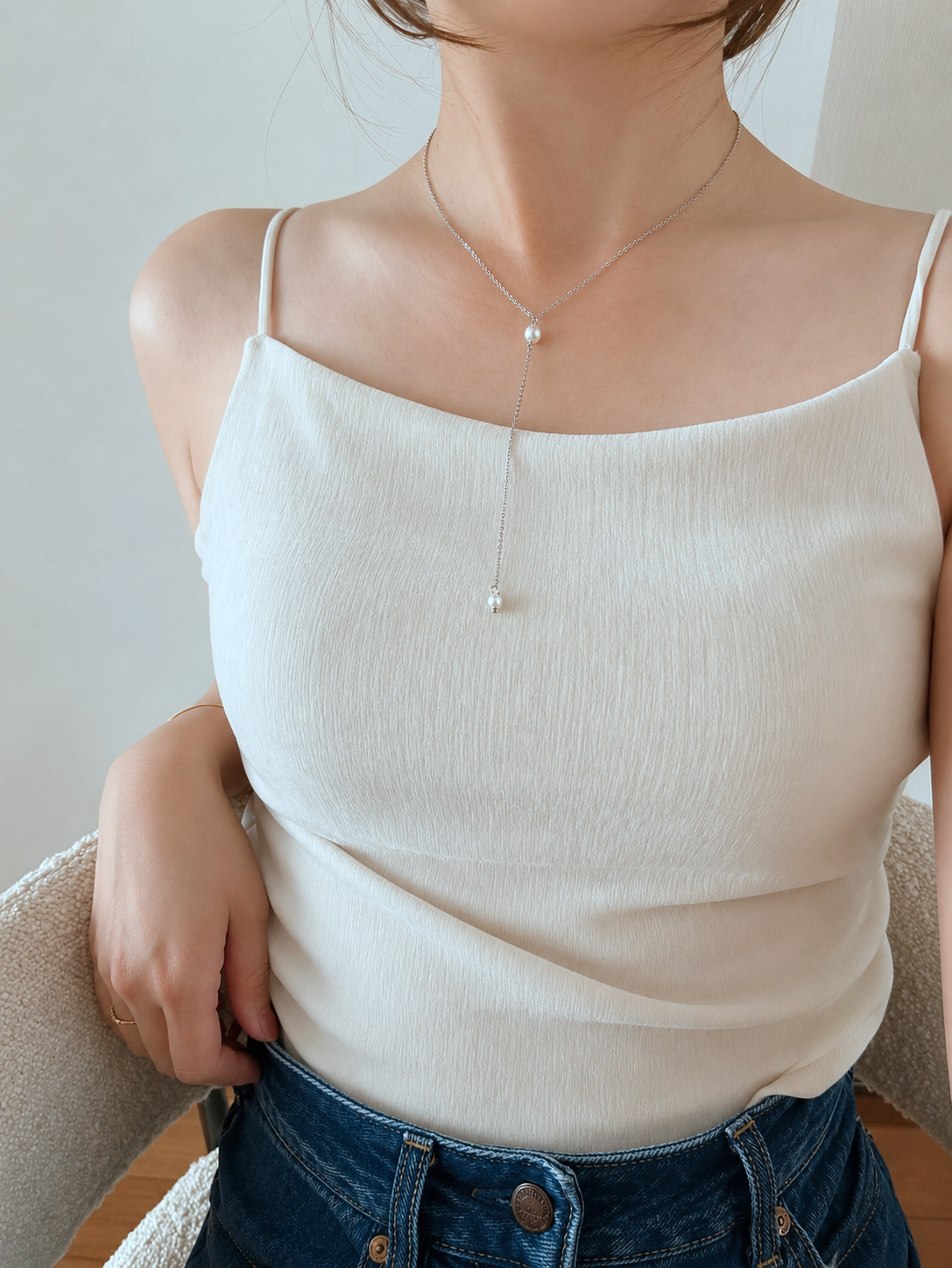 SS pearl drop necklace