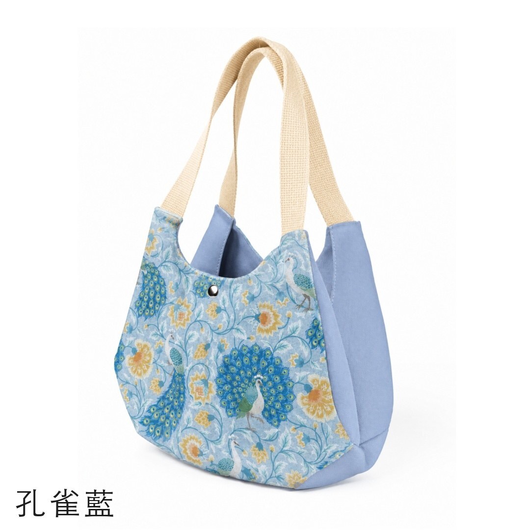 孔雀藍雙區肩背包