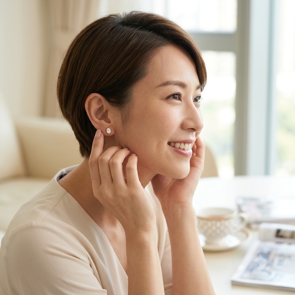 全新18K白金【主石71份蛋形鑽石】耳環