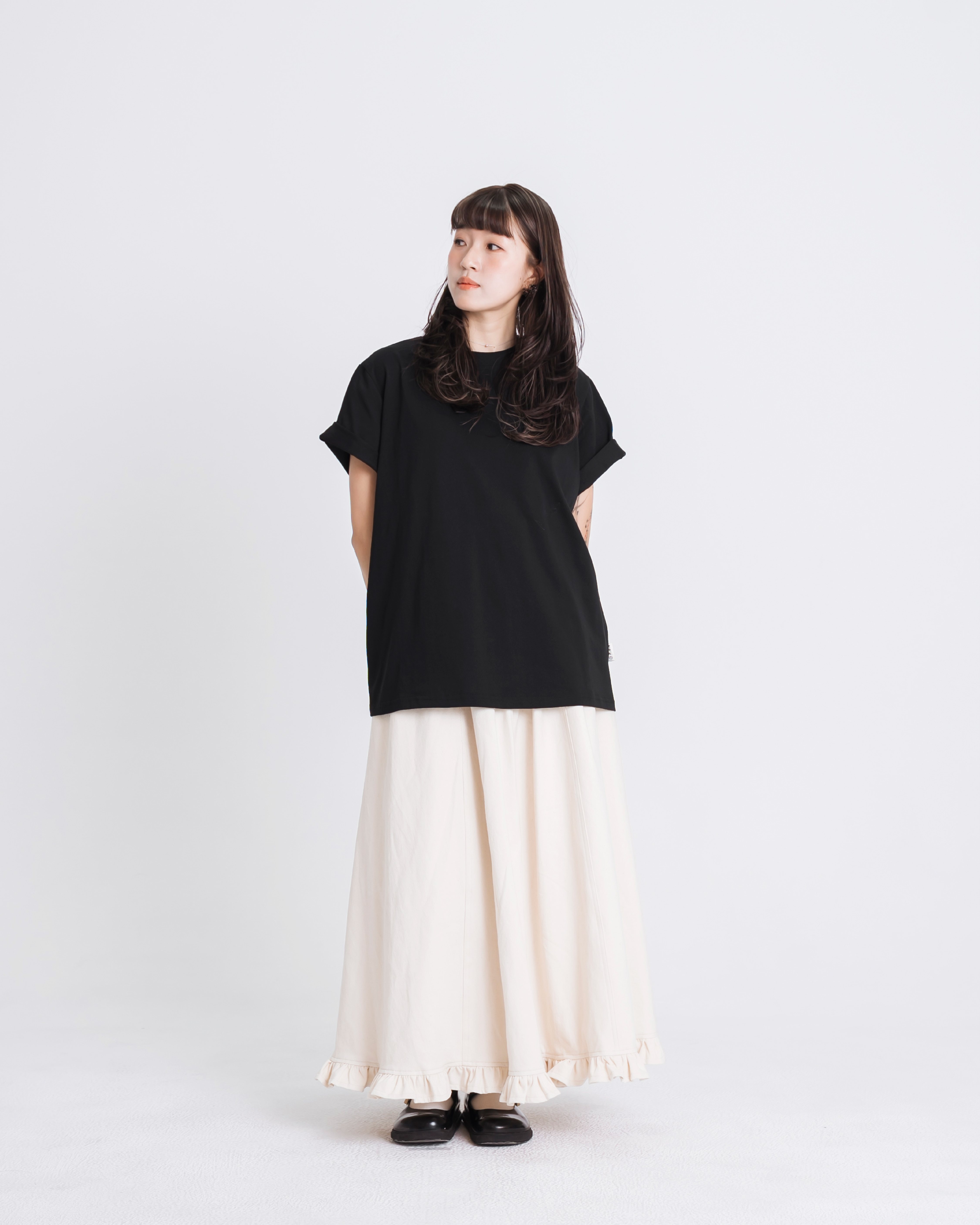 【 Kiki.co made 】Soft Cotton Oversize Tee - Black