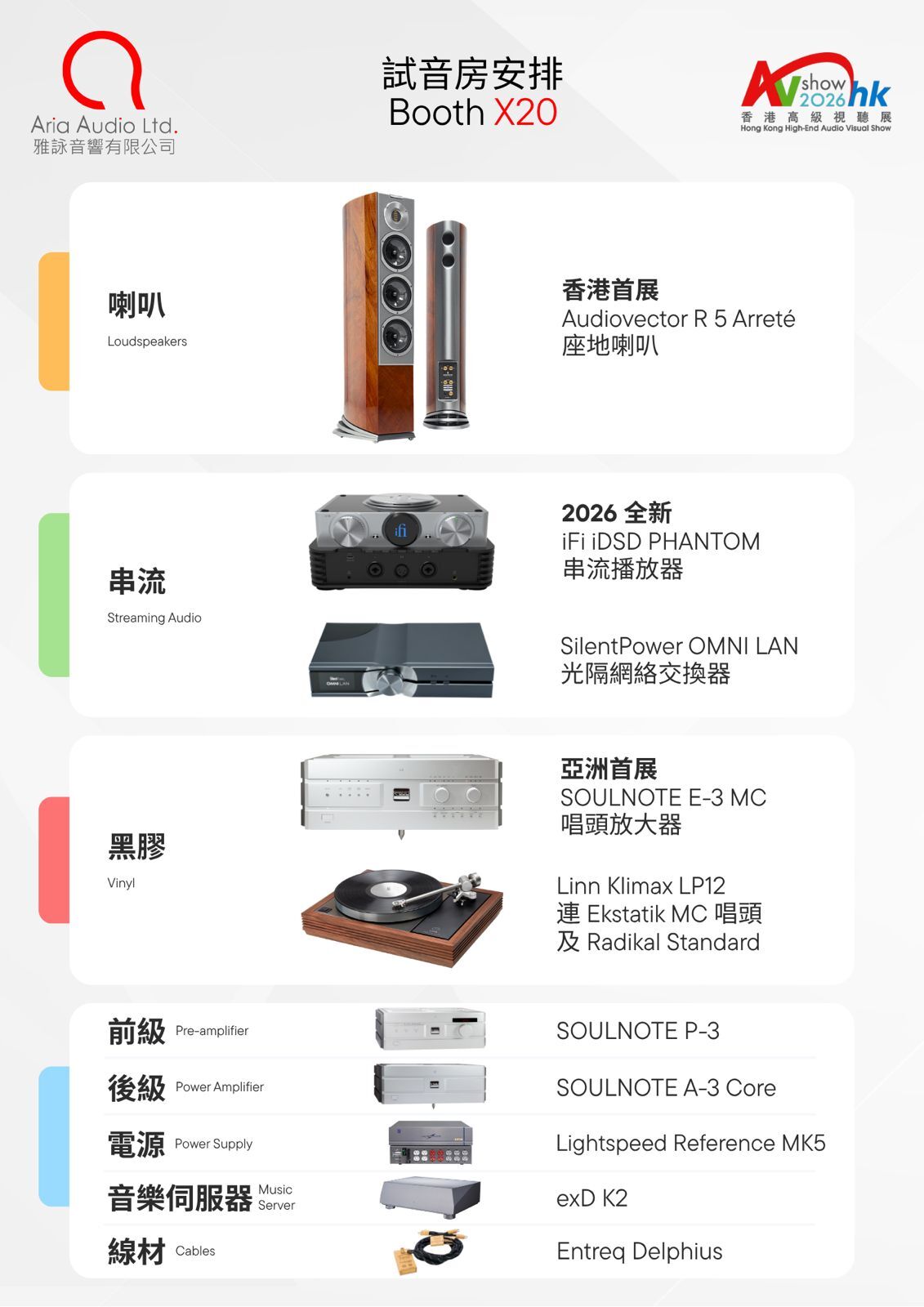 香港高級視聽展 2026 HiFi Show 雅詠音響 X20 首展器材及試音時間