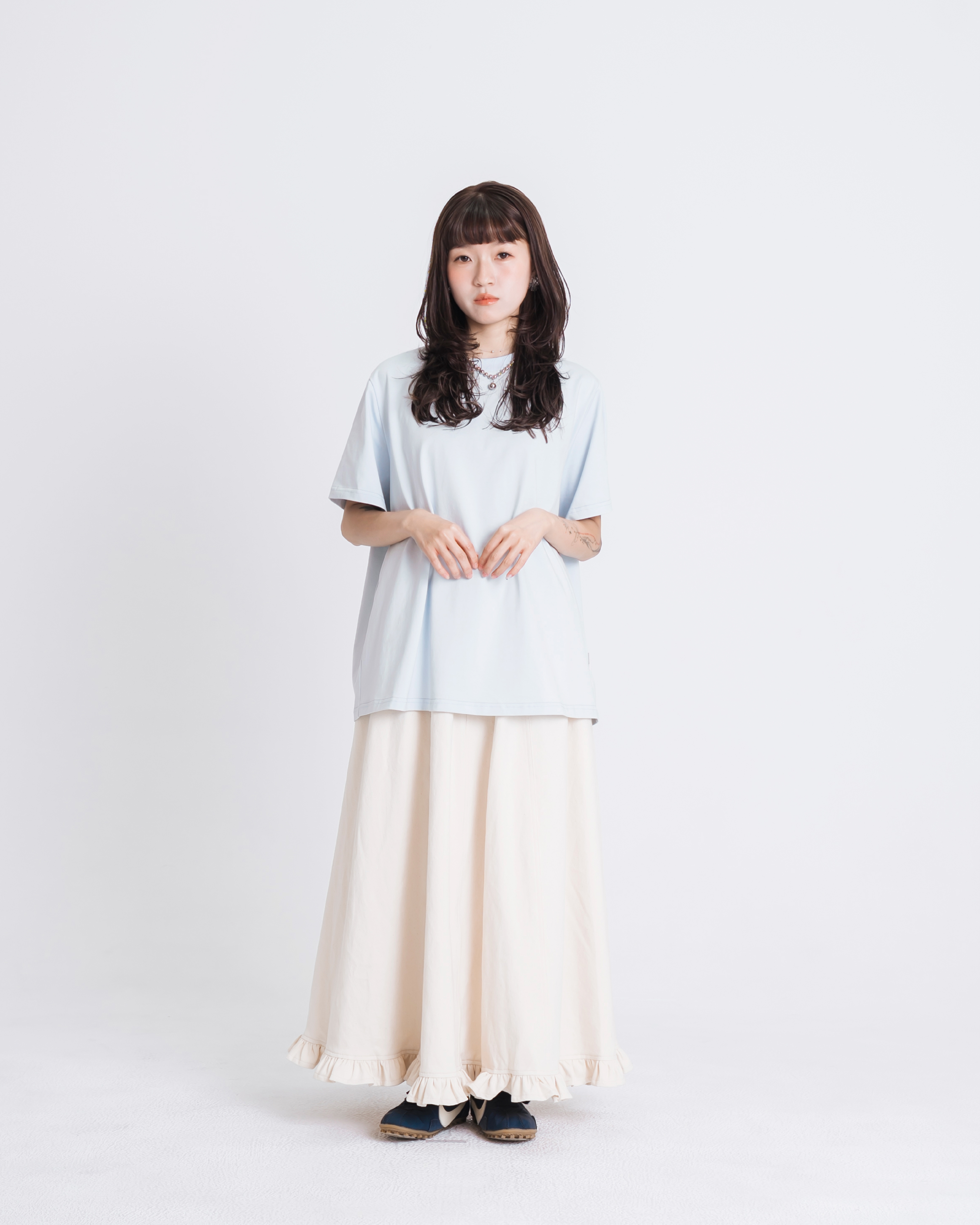 【 Kiki.co made 】Soft Cotton Oversize Tee - Baby Blue