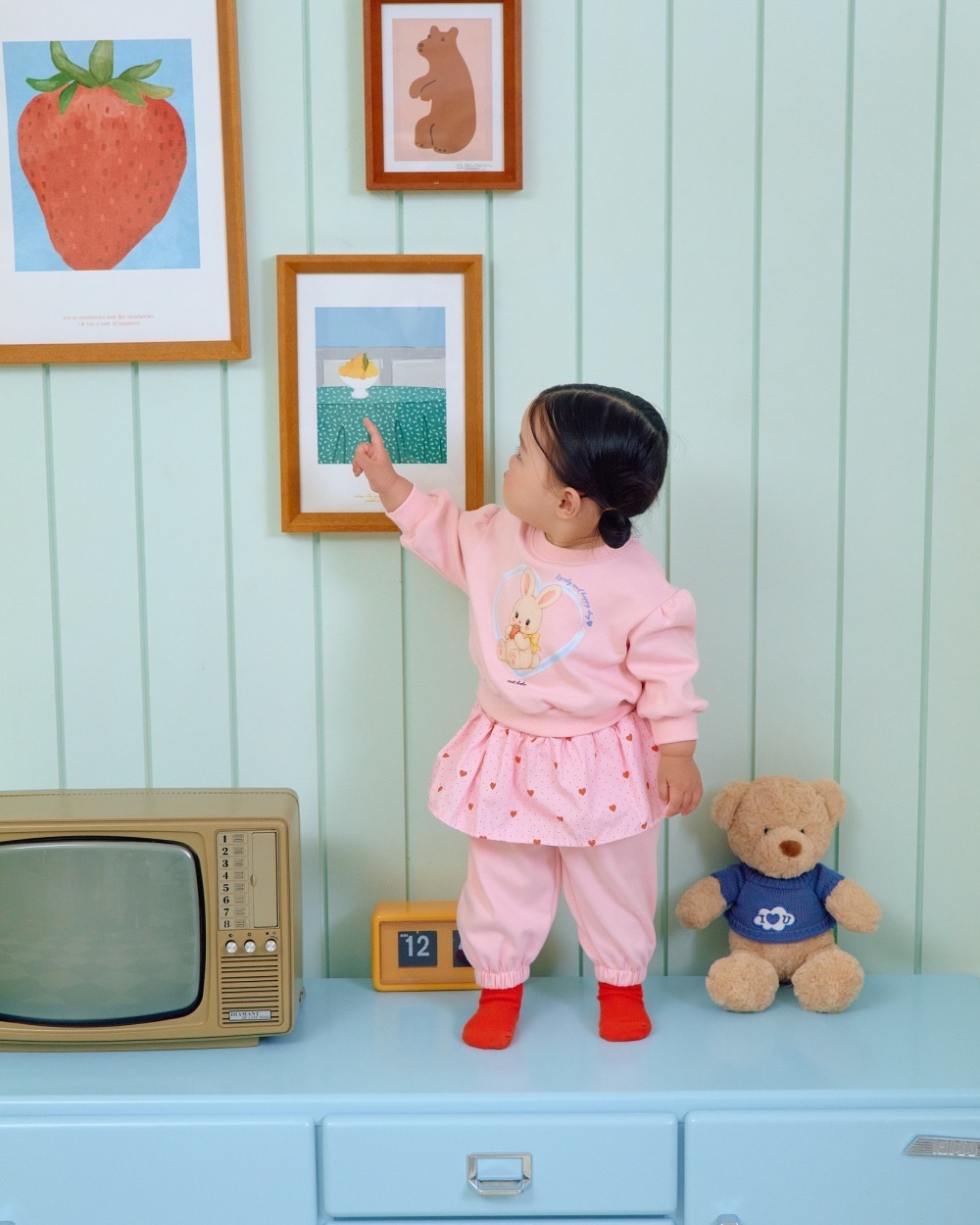 Oott bebe 兔兔波點裙褲套裝 / 2色