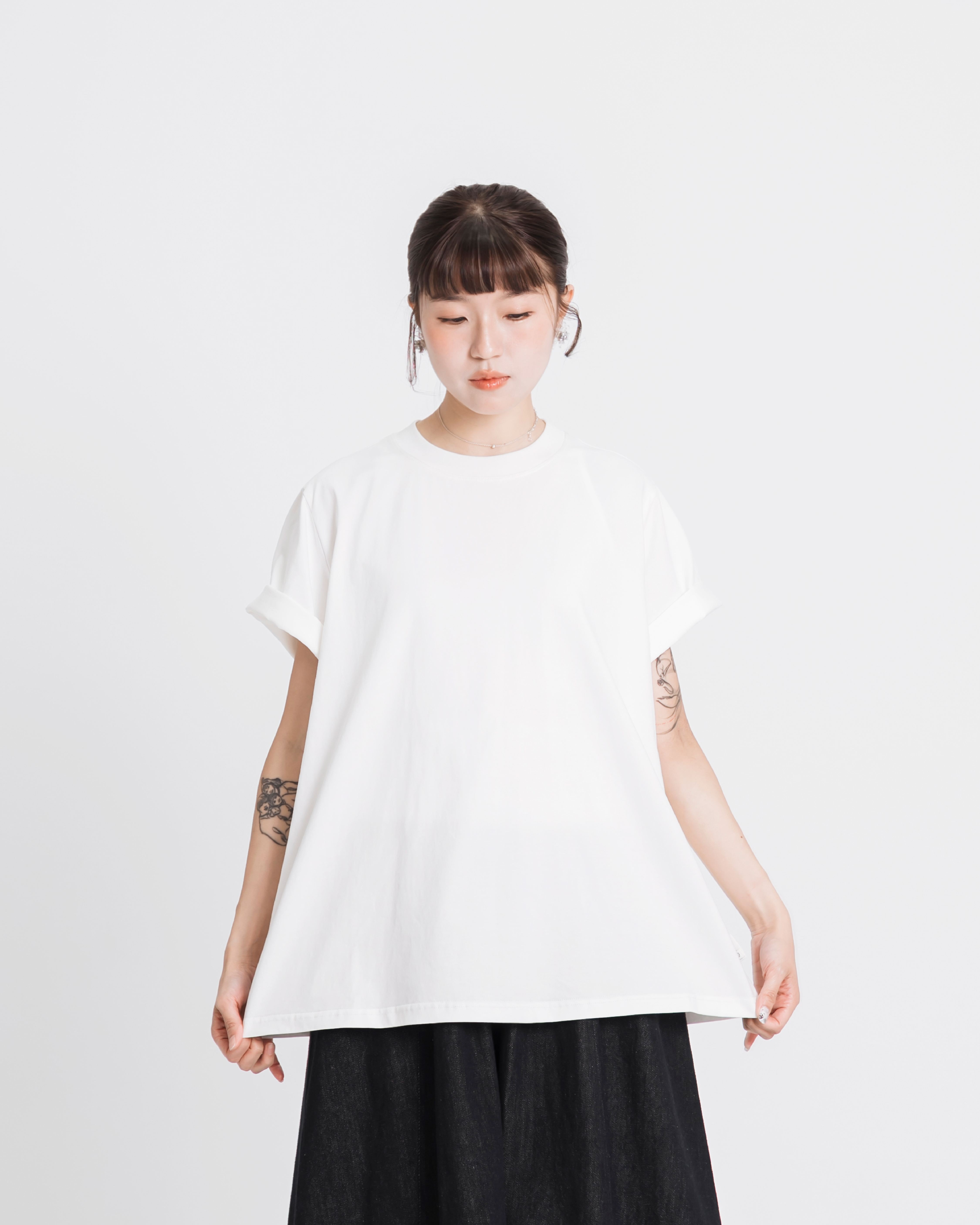 【 Kiki.co made 】Soft Cotton Oversize Tee - Ivory