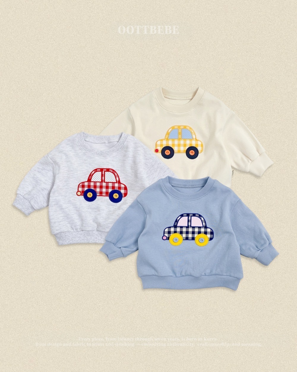 Oott bebe 可愛車車拼布衛衣 / 3色