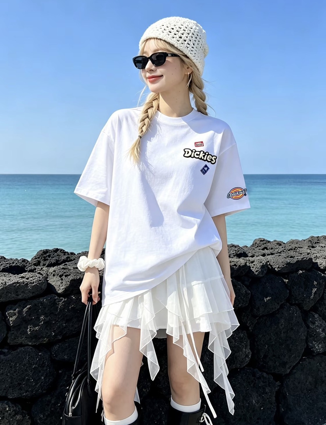 DICKIES 嘻哈塗鴉貼紙 美式復古 短Tee 上衣 DKU262NKTVA2-BH