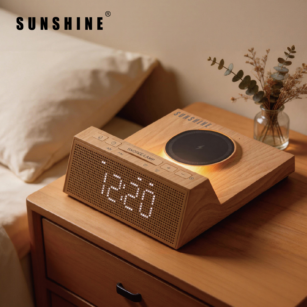 4IN1 LED 3Level NIght Light+15W Wireless Charging+Dual Alarm Clock+12/24Hr Time Display LAC-01