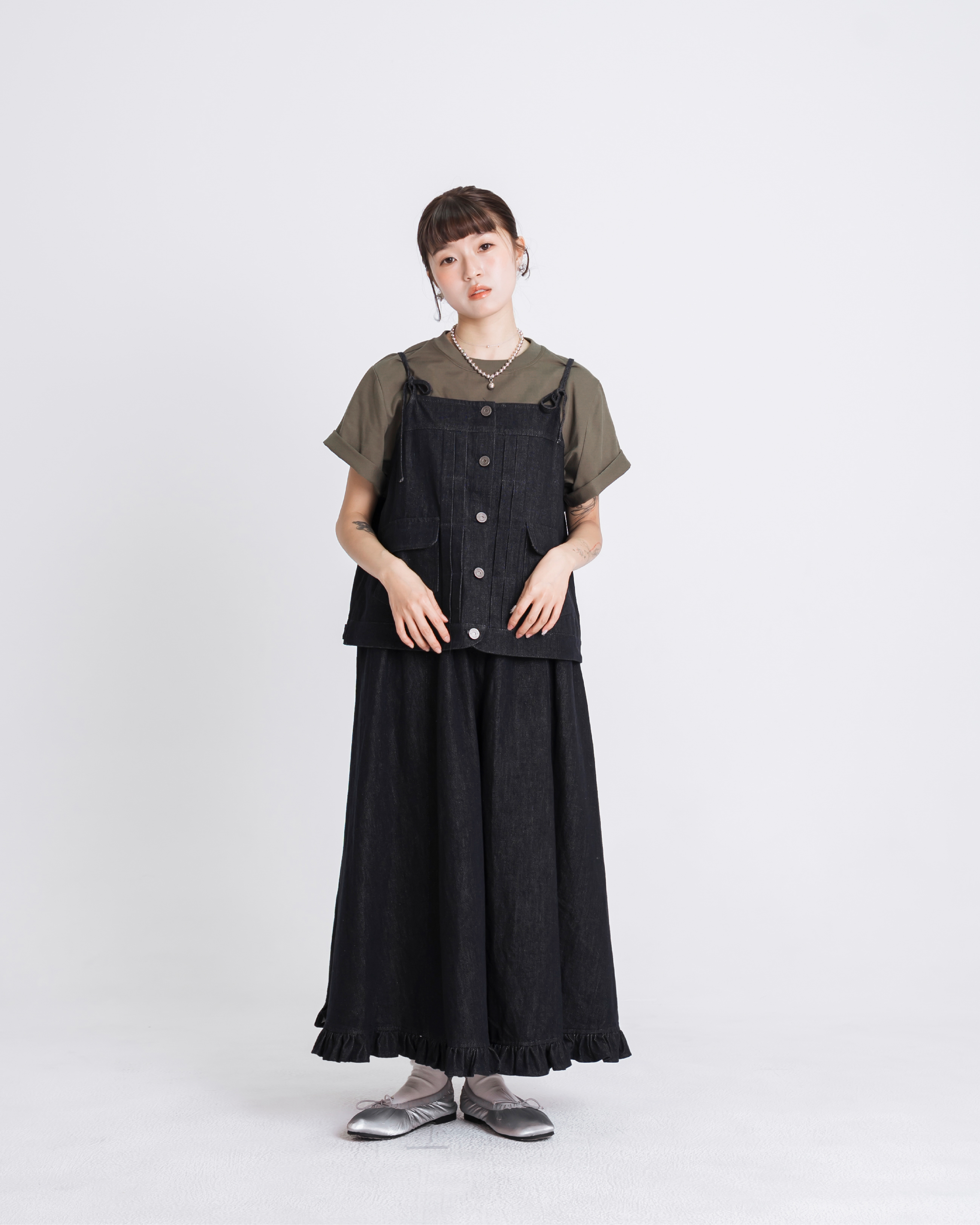 【 Kiki.co made 】Denim Tie-Strap Cami Top - Denim