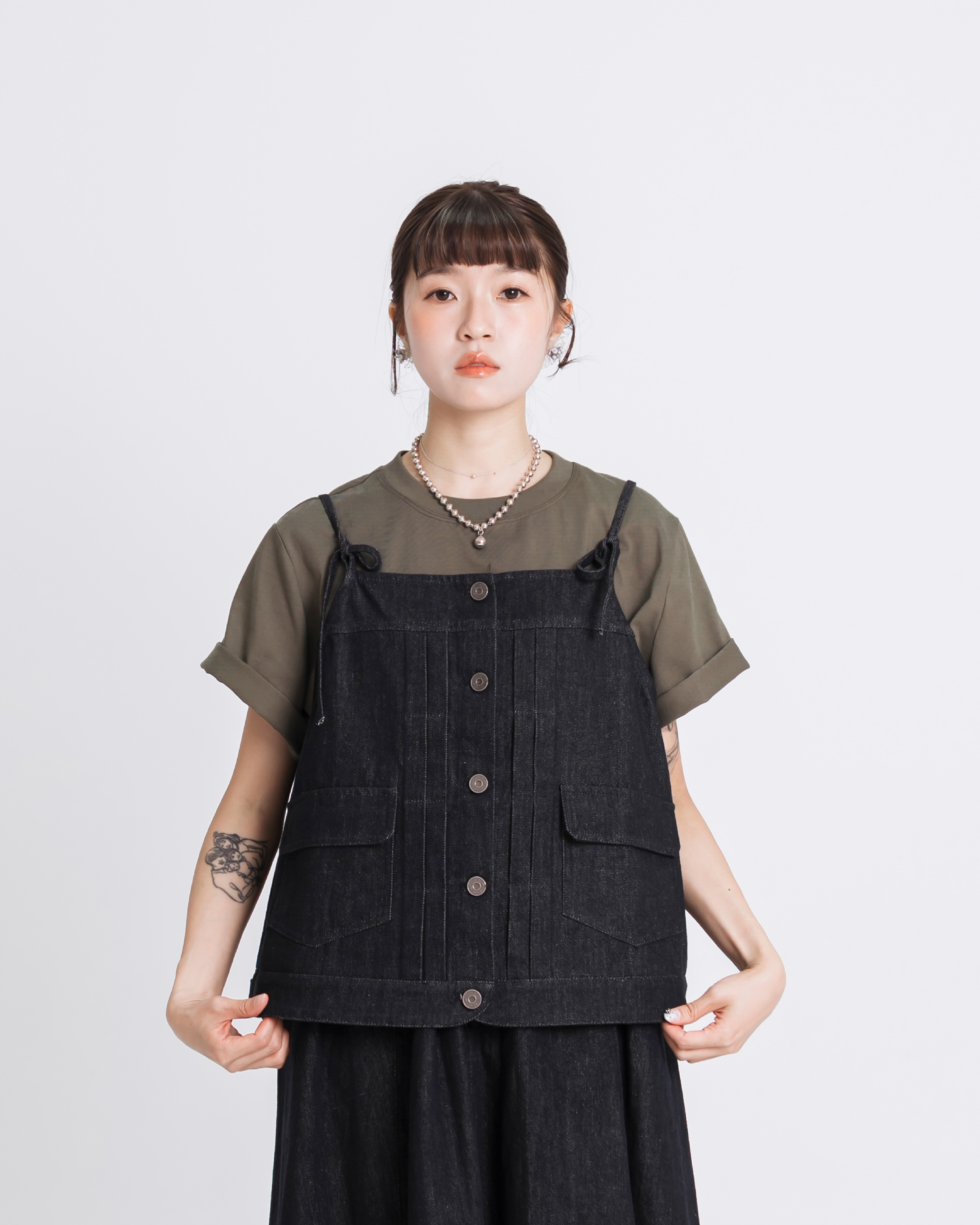【 Kiki.co made 】Denim Tie-Strap Cami Top - Denim