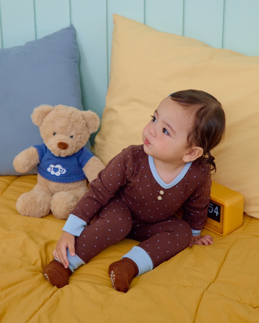 Oott bebe 波點拼色居家服套裝 / 2色