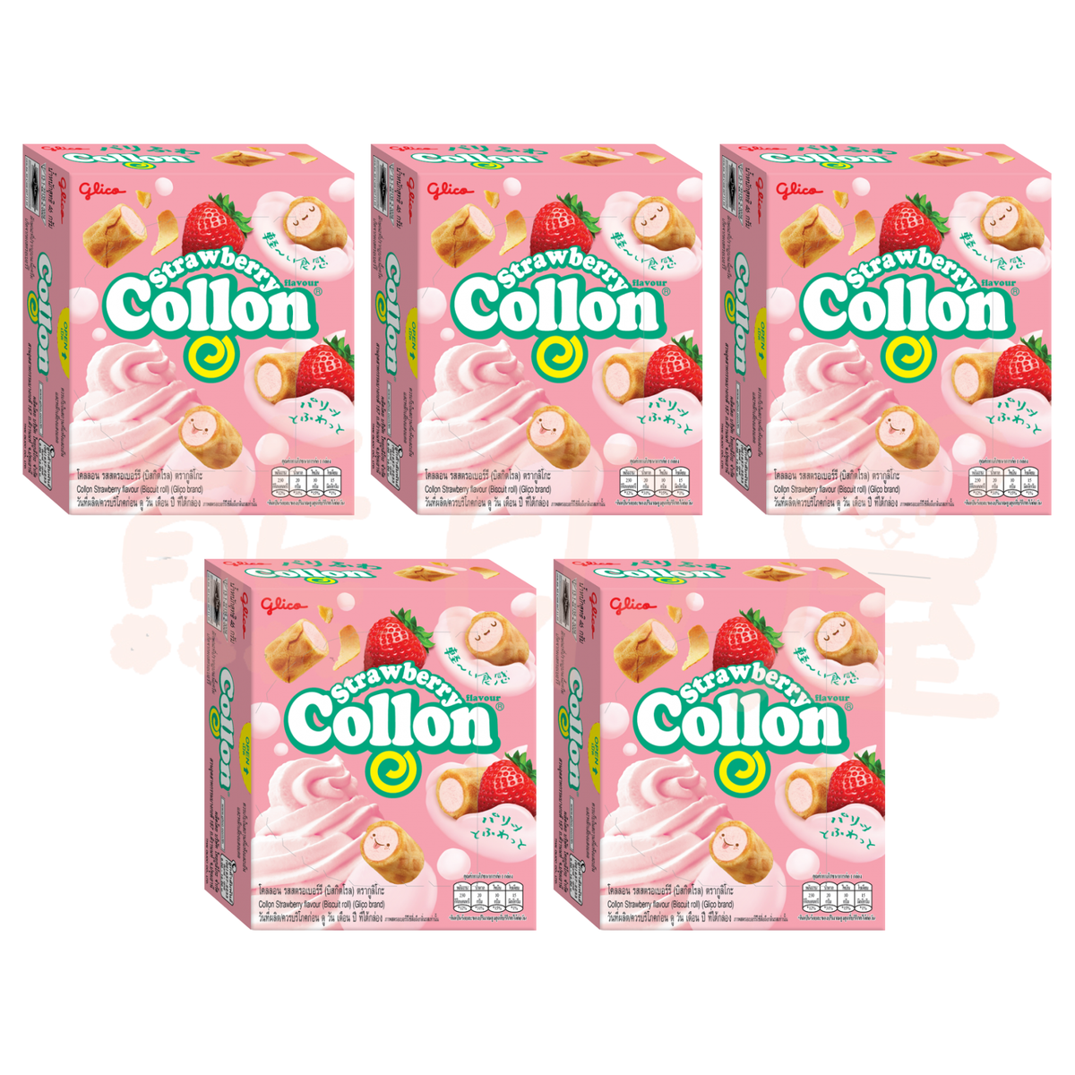 固力果 - 泰國 Collon 士多啤梨捲心餅乾 (粉) 41G X5