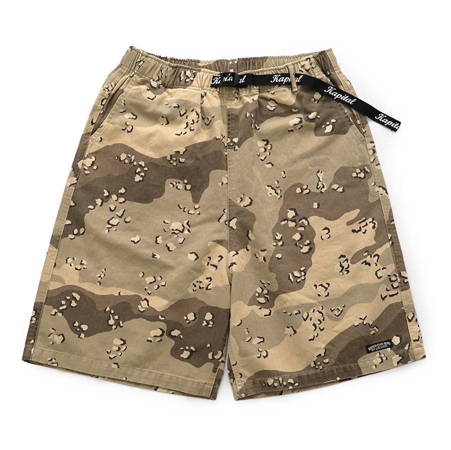KAPITAL 2026 Cotton herringbone PECKISH chocolate chip camouflage easy shorts - PRE ORDER ITEM (預訂中)
