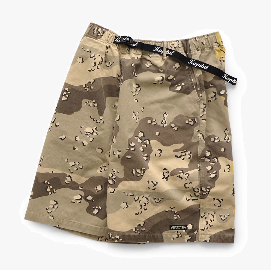 KAPITAL 2026 Cotton herringbone PECKISH chocolate chip camouflage easy shorts - PRE ORDER ITEM (預訂中)