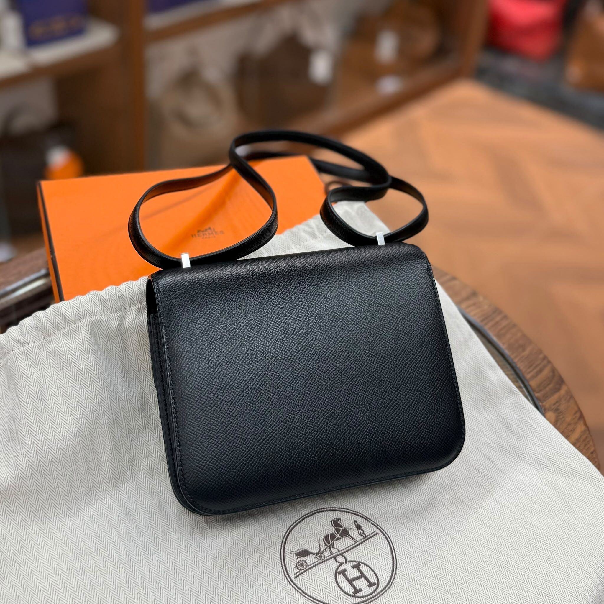 99%NEW USED HERMES MINI CONSTANCE NOIR EPSOM PHW 黑色銀扣STAMP Z #愛馬仕康康 #C19
