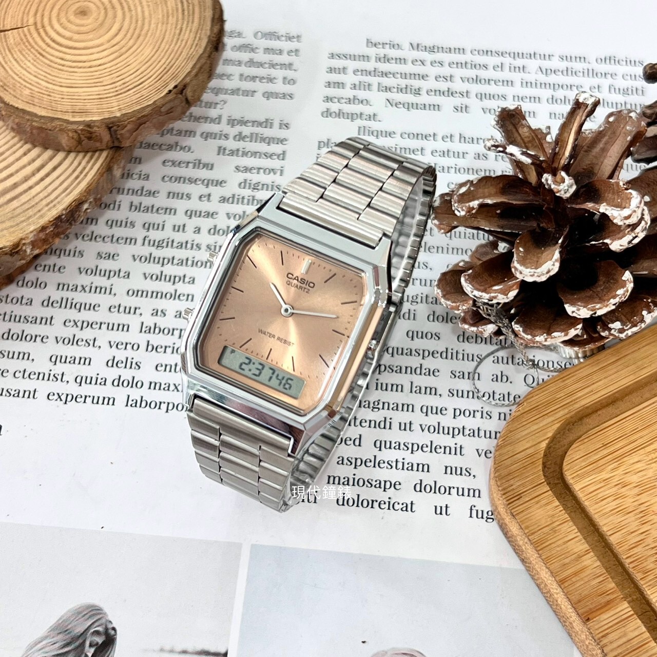 【CASIO 卡西歐】日系復刻版-銀色雙顯中性錶AQ-230A-4A 29.8mm 現代鐘錶