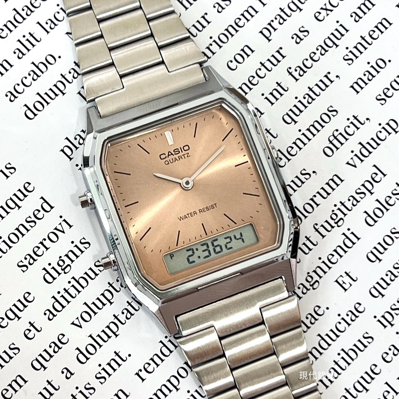 【CASIO 卡西歐】日系復刻版-銀色雙顯中性錶AQ-230A-4A 29.8mm 現代鐘錶