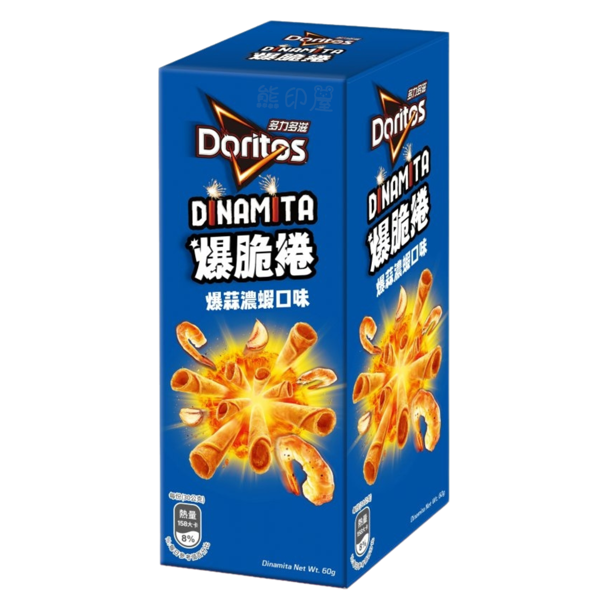 多力多滋爆脆捲 爆蒜濃蝦口味 60G 盒裝 (藍)