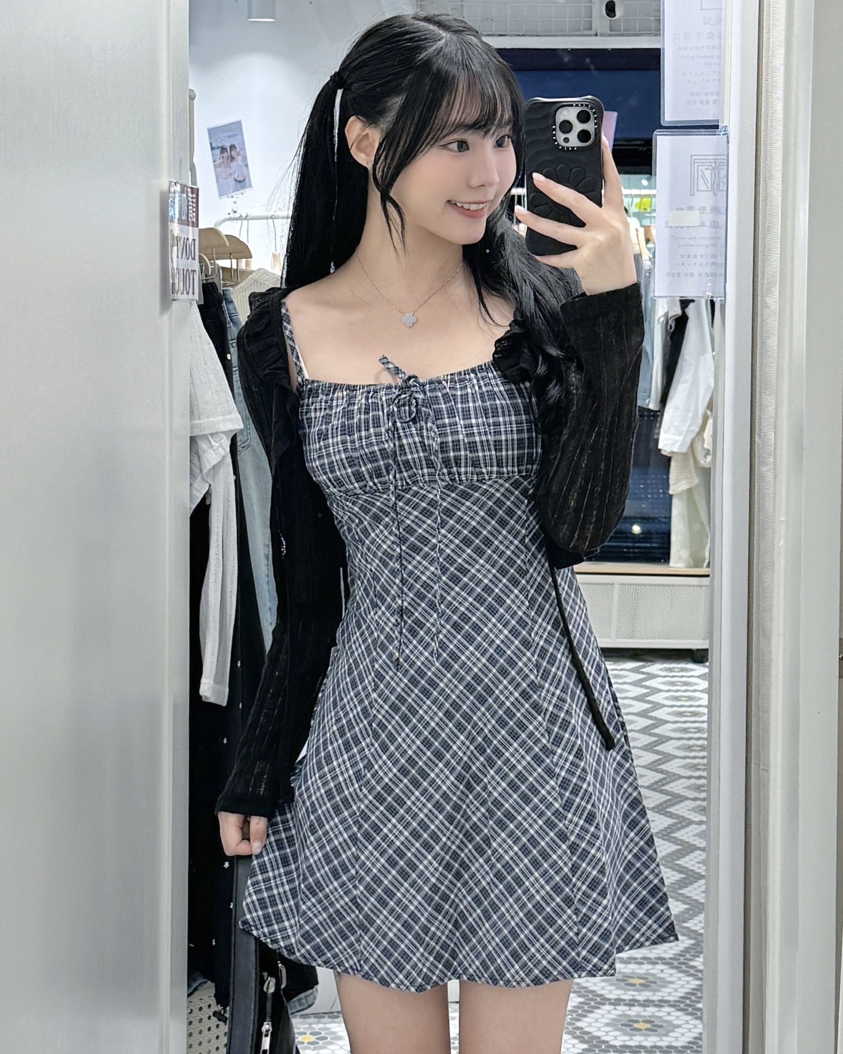 OP0263｜超修身﹗正菱格紋束胸感蝴蝶結吊帶OPS
