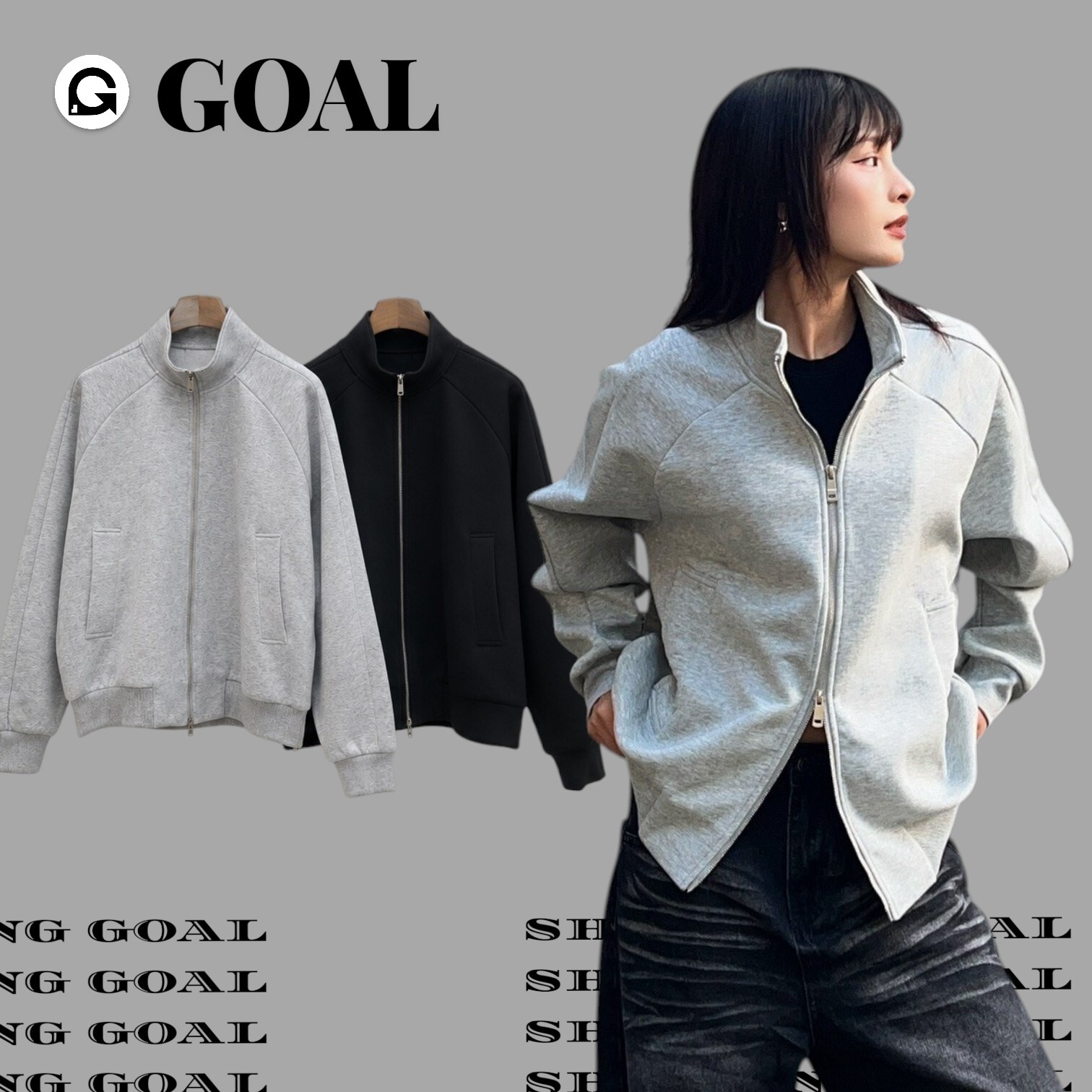 (GOAL) z5151 立領 素色 外套 zoewatson