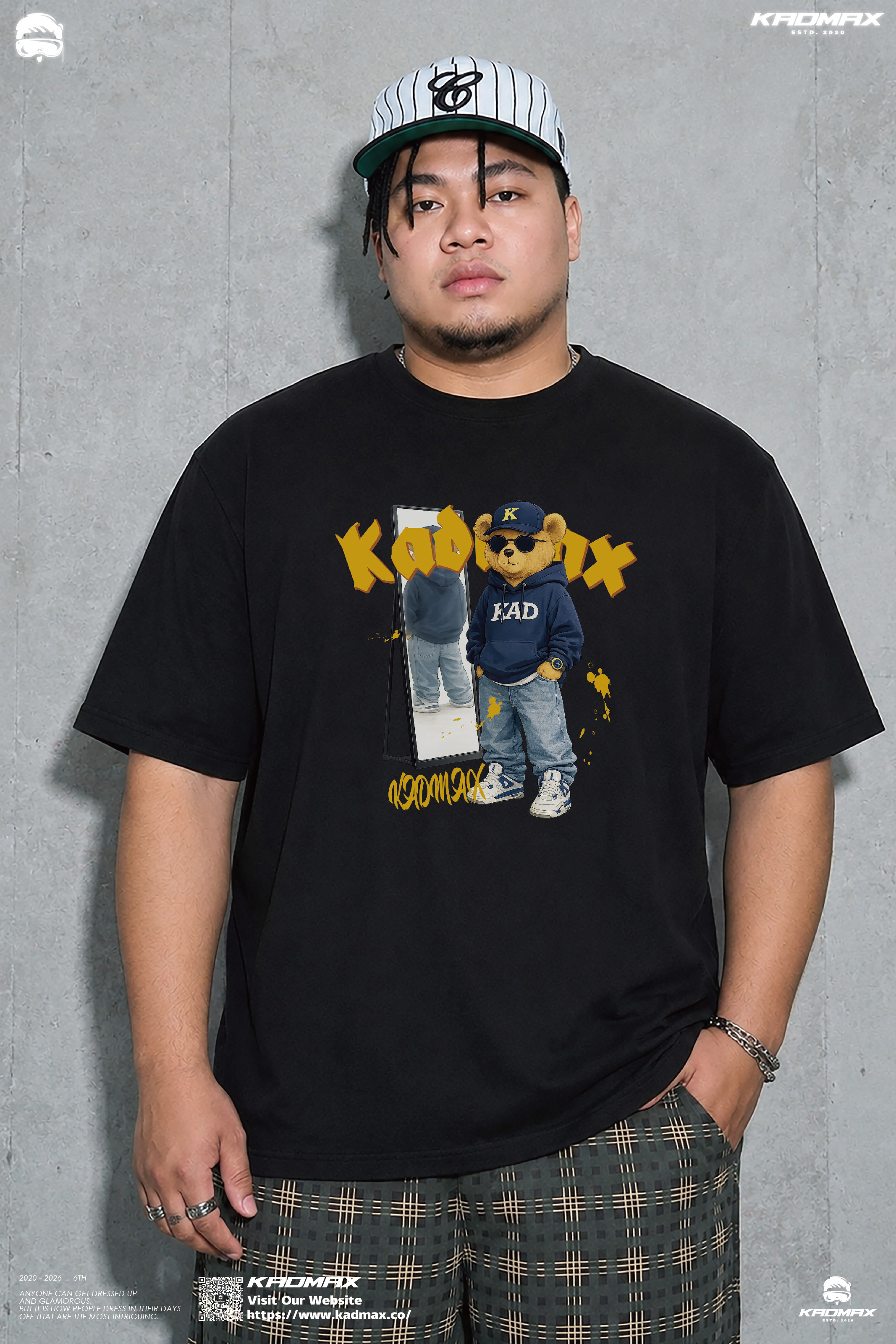 KADMAX大尺碼-大碼潮流插畫熊短袖TEE〈KMSS2607〉