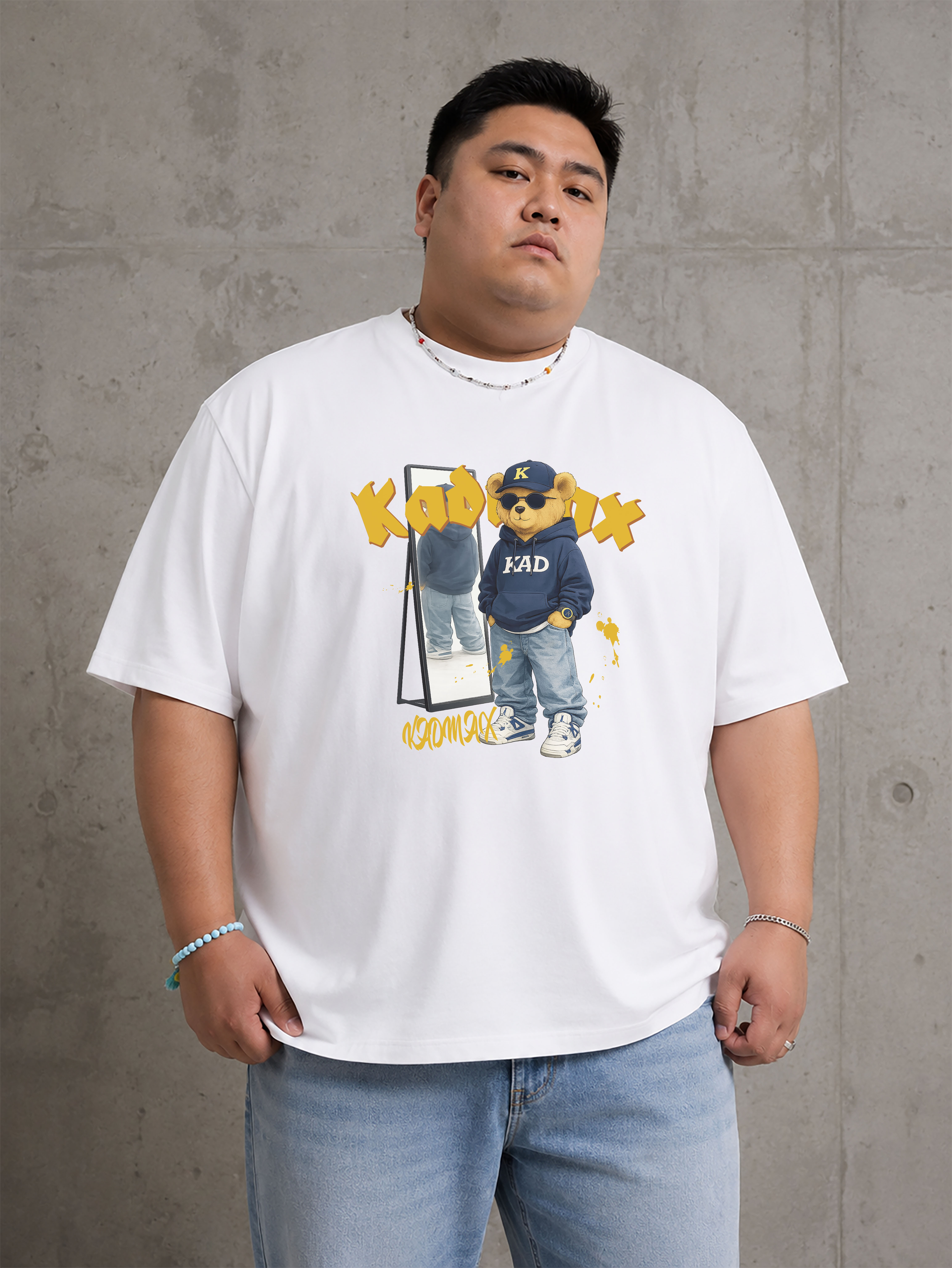 KADMAX大尺碼-大碼潮流插畫熊短袖TEE〈KMSS2607〉