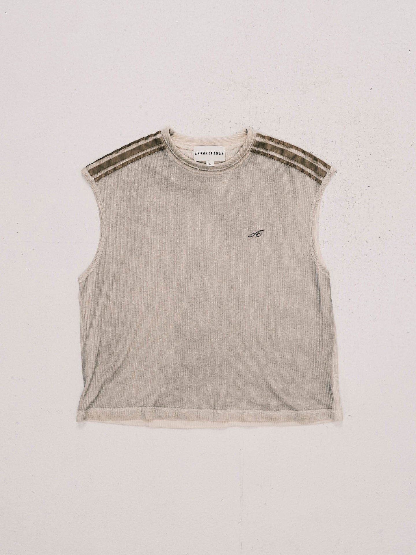 ANOWHEREMAN｜Washed Waffle Sleeveless Top (Beige)