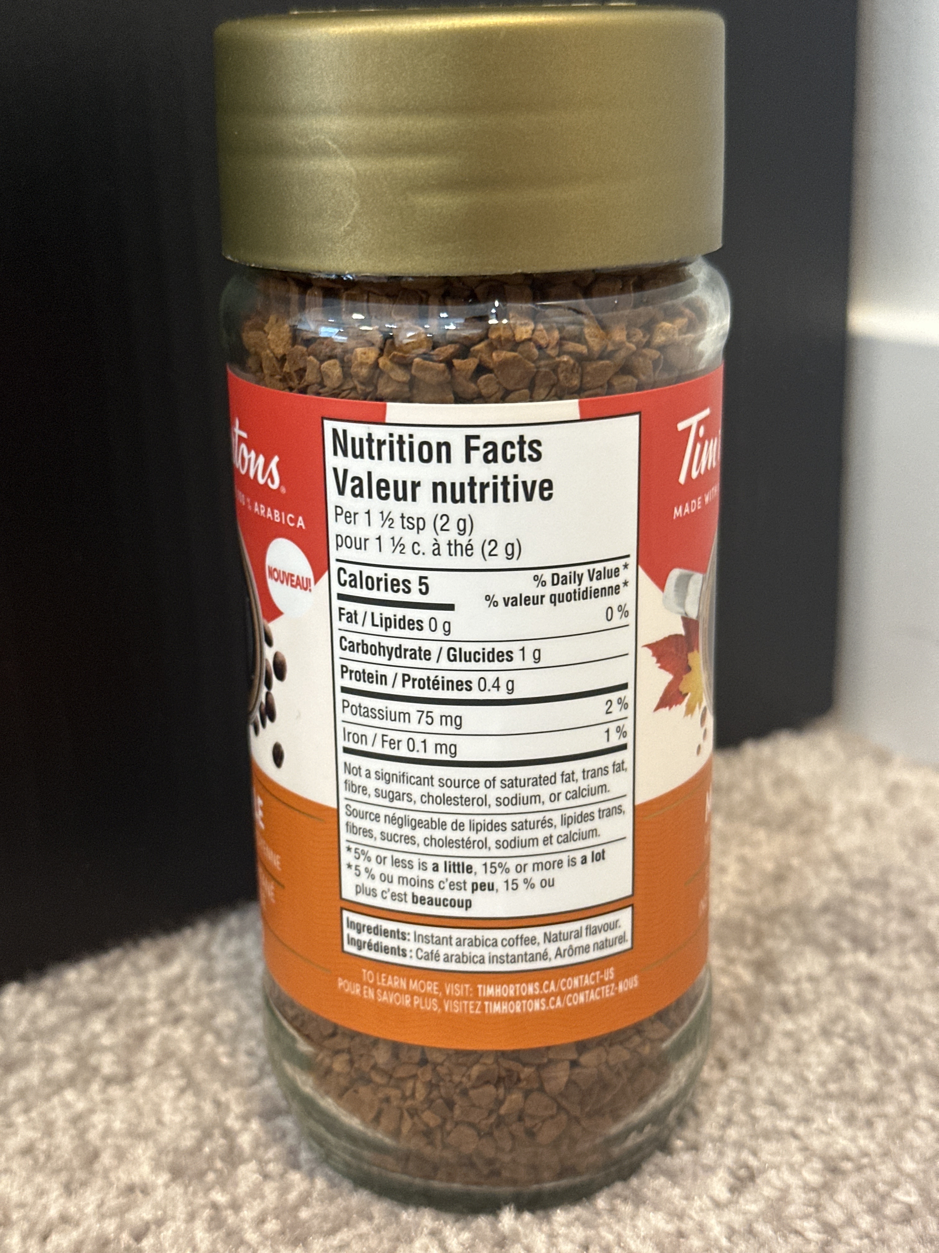 US17 Tims 楓糖味即溶咖啡粉 Maple Medium Roast Instant Coffee 100g  **到期日: 約 2027/12