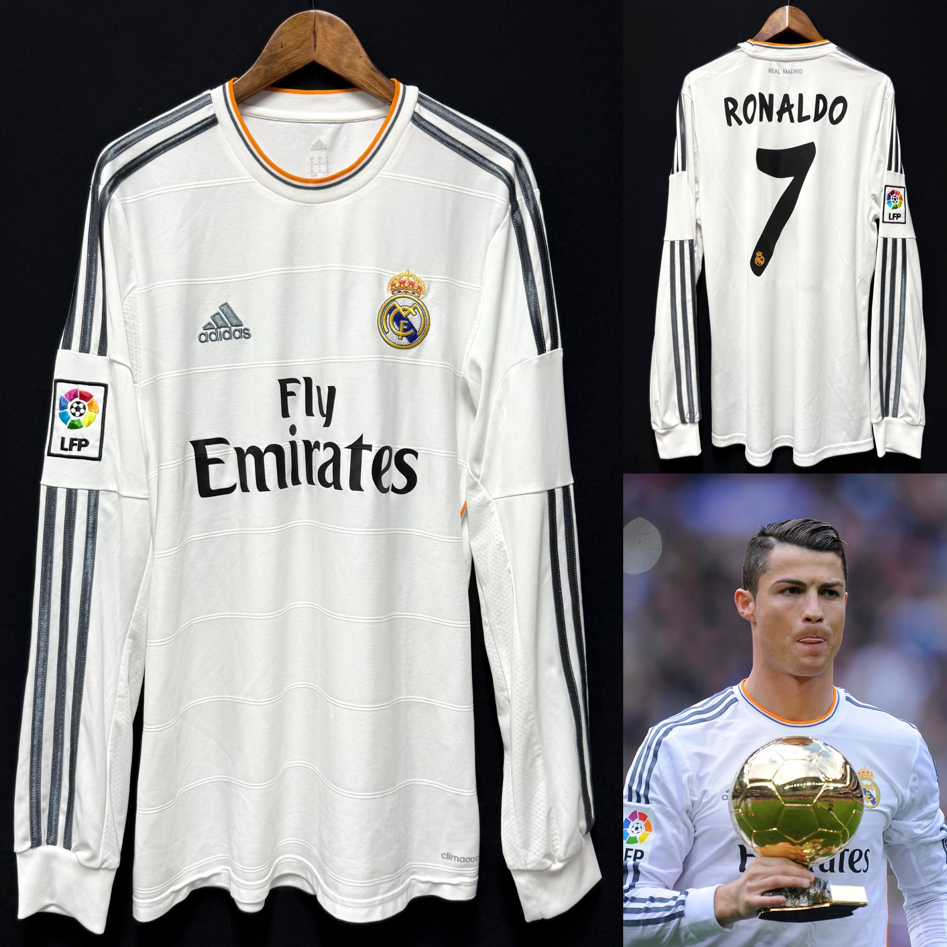 Real Madrid 2013-2014 Adidas L/S Home Shirt #7 RONALDO
