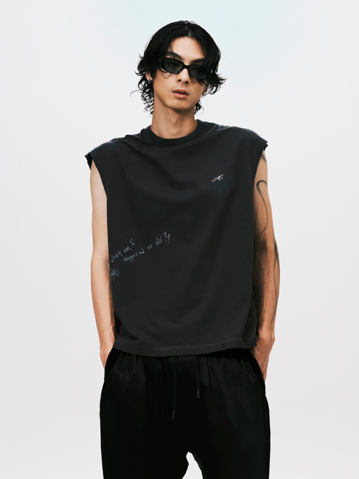 ANOWHEREMAN｜"A" Basic Sleevless Top (Grey)
