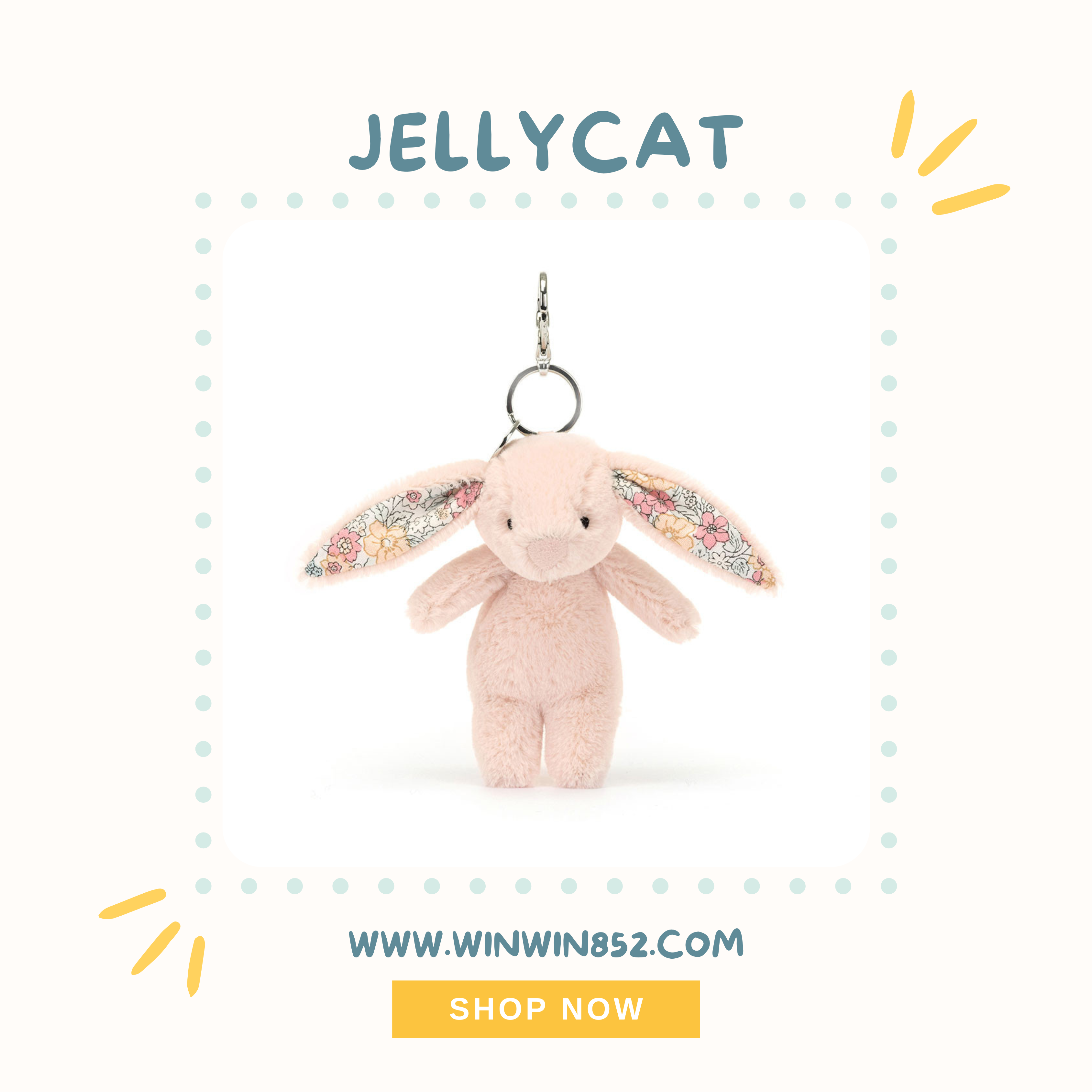 Jellycat Blossom Blush Bunny Bag Charm