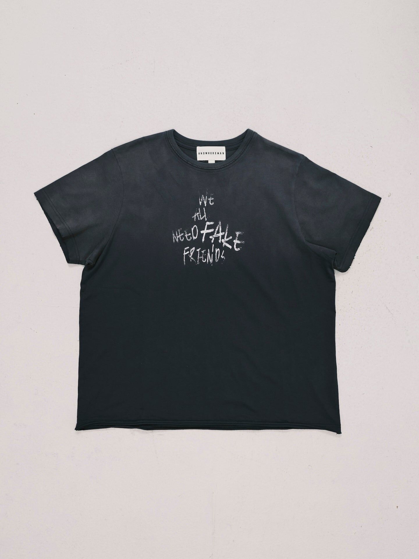 ANOWHEREMAN｜Washed Sketch Cropped Tee (Grey)
